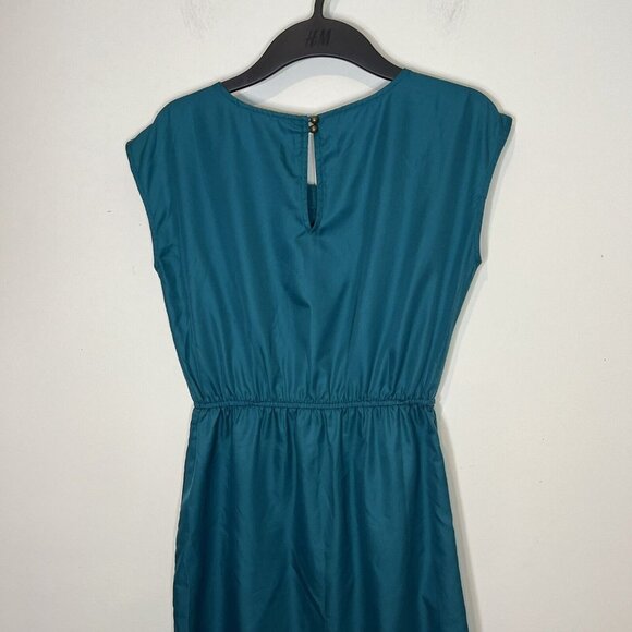 Banana Republic Dress Green Cutout Neckline Pockets Elastic Waist Mini Size 2‎ - Picture 4 of 10